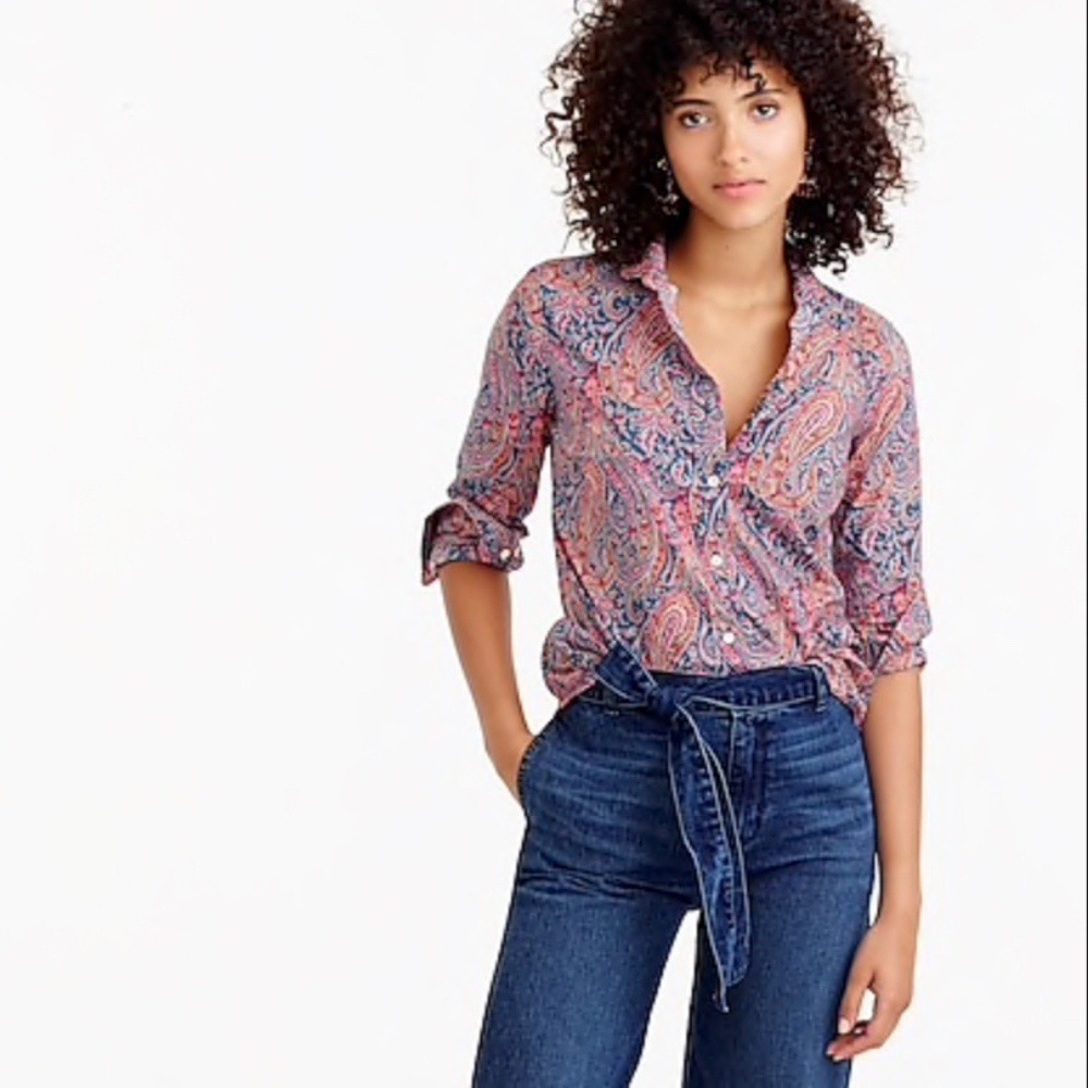 J.Crew Liberty Art Fabrics Felix & Isabella Paisley Button Down Shirt Size 4